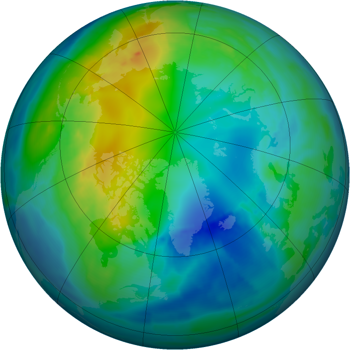Arctic ozone map for 05 November 2009